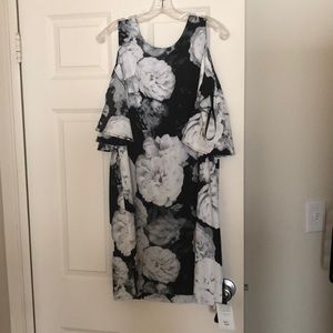 NWT Calvin Klein floral shoulder cut out dress 12